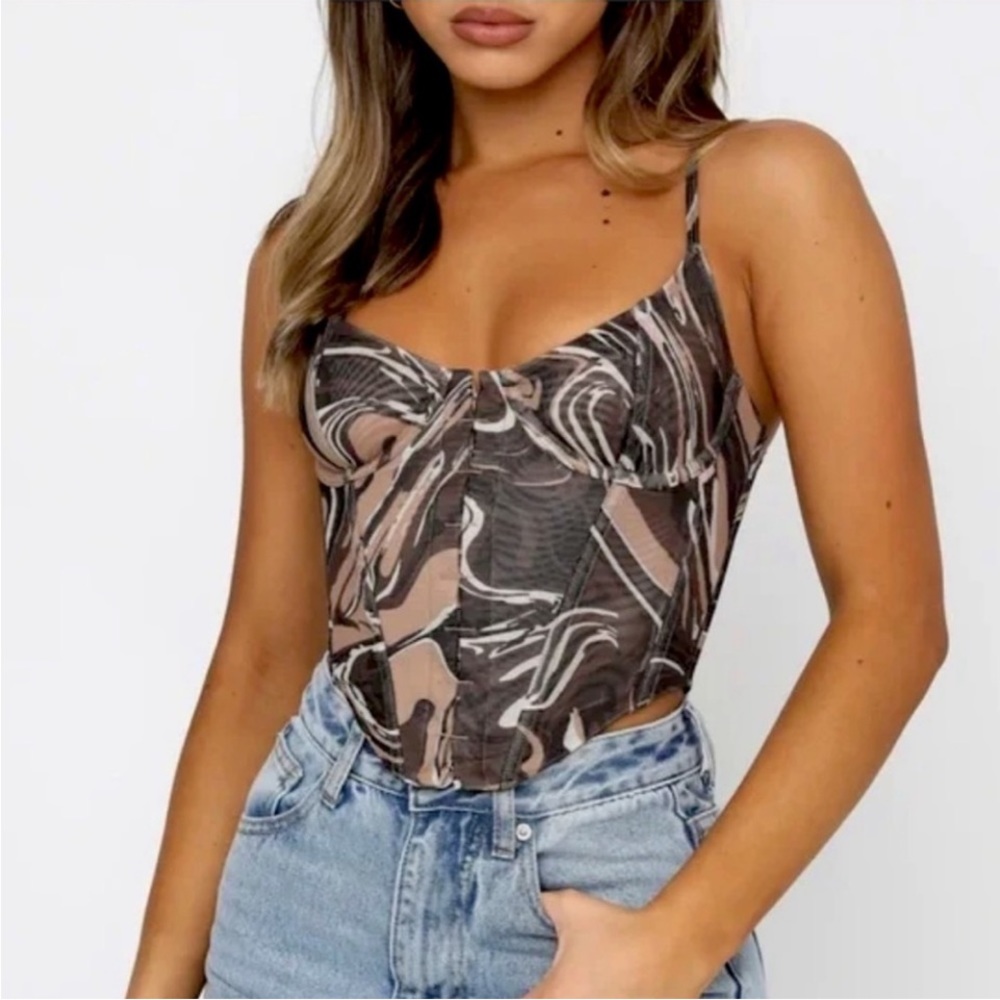 White Fox | Something About You Bustier in Brown Swirl Size Large